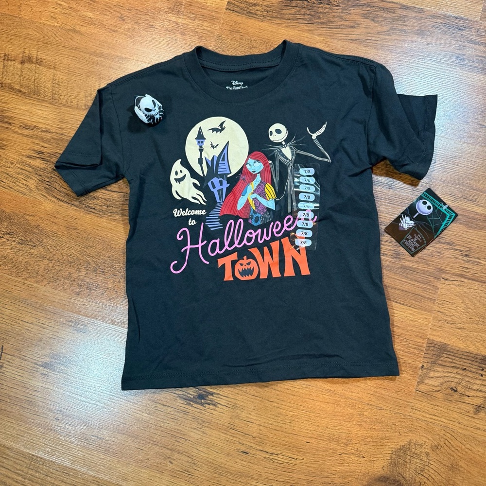 NWT Girls Disney Black Nightmare Before Christmas Tee Sz 7/8 and Jack Duck